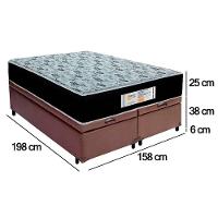 Cama Box Baú Queen Bipartido Sintético + Colchão Molas Ensacadas Sereneprime Sonnolux 158x198x69 Cor:marrom