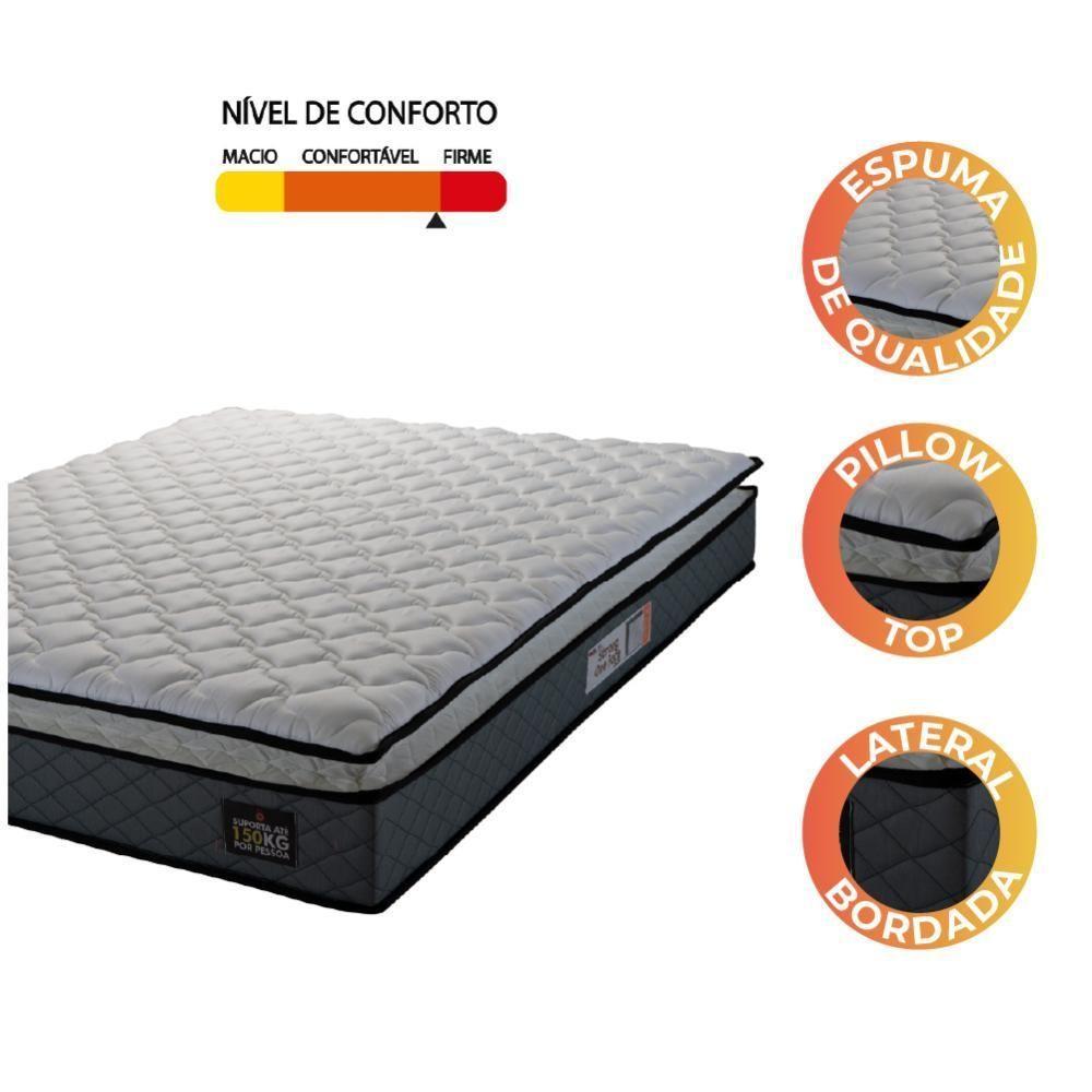 Colchão Casal Espuma D45 Pillow Top Strong 138x188x24cm Cinza/branco Hellen - Suporta Até 150kg Cinza - 3