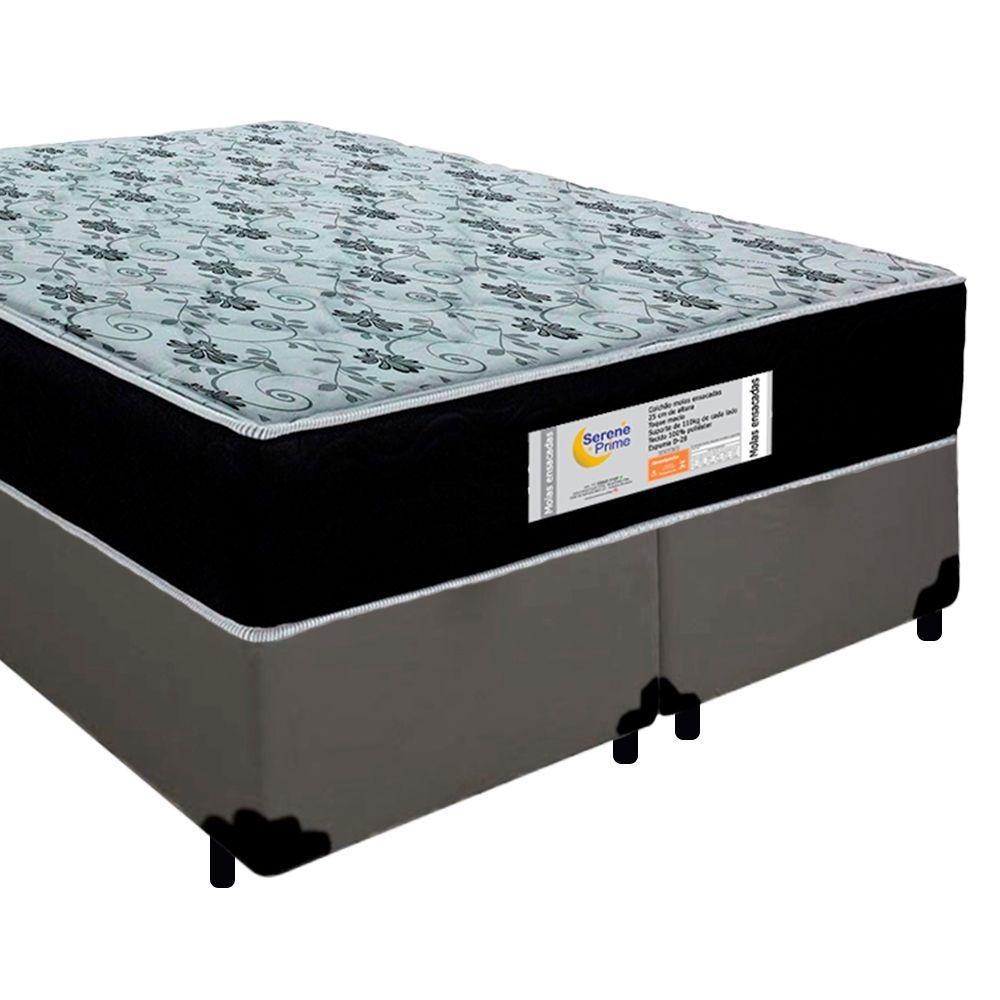 Cama Box Queen Bipartido Sintético + Colchão Molas Ensacadas Sereneprime Sonnolux 158x198x65 Cor:cinza - 6