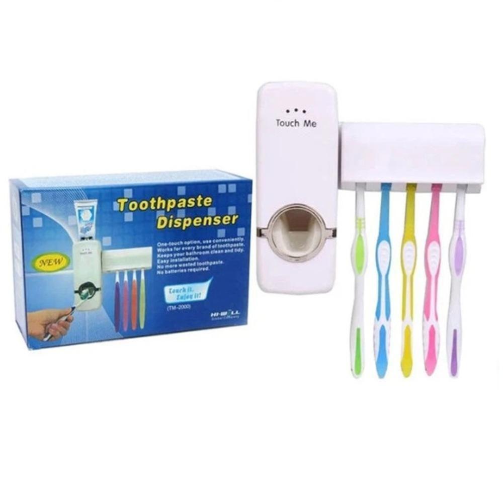 Dispenser Pasta Dente Com Suporte 5 Escovas Automatico Porta Creme Dental Aplicador 2 Em 1 - 1
