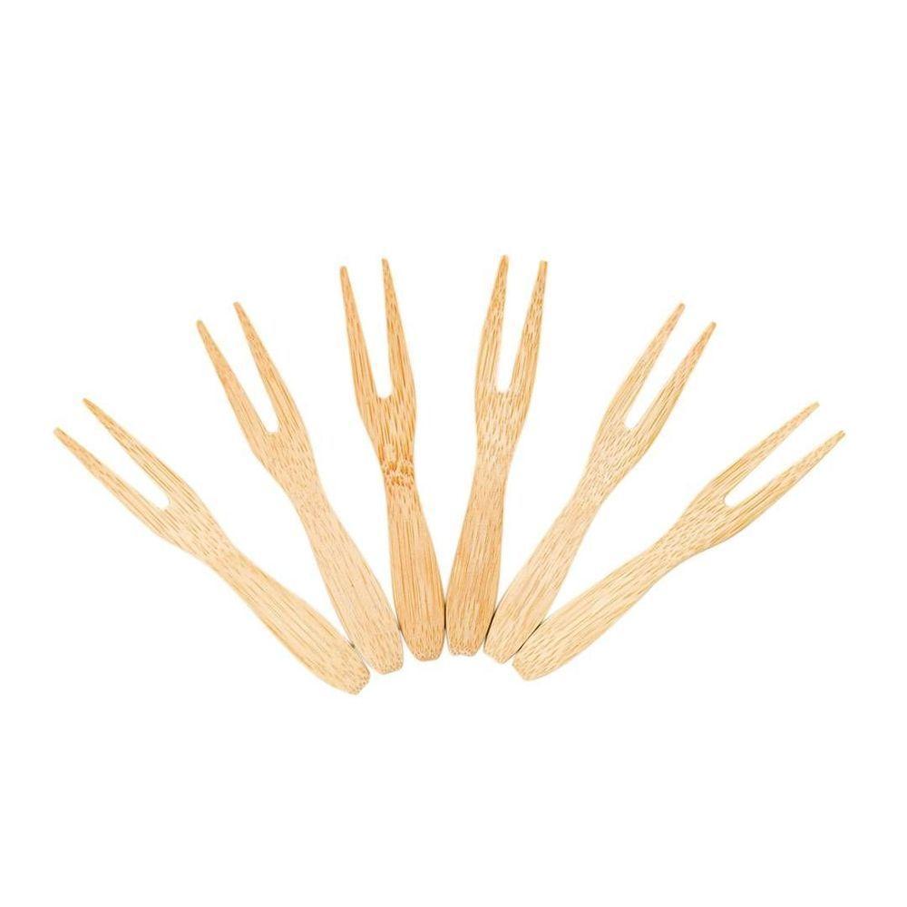 Kit Petisqueira Com Facas E Garfos Bambu Marrom - 2