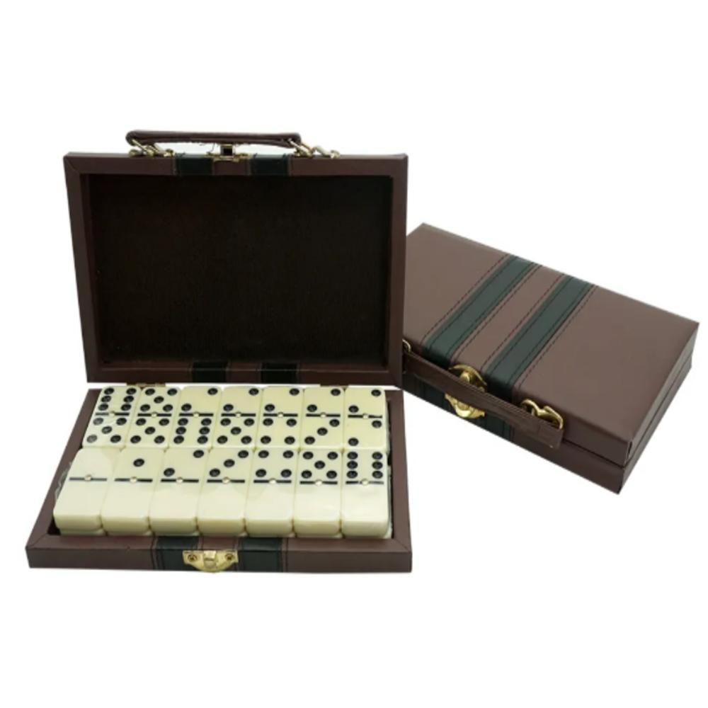 Domino Profissional 28 Pecas Osso Com Maleta Luxo Jogo Profissional Estojo Caixa Completo - 1