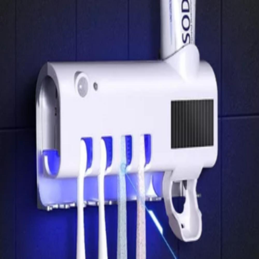 Suporte Escova Dente Com Esterealizador Dispenser Automatico Pasta Higienizador Uv - 3