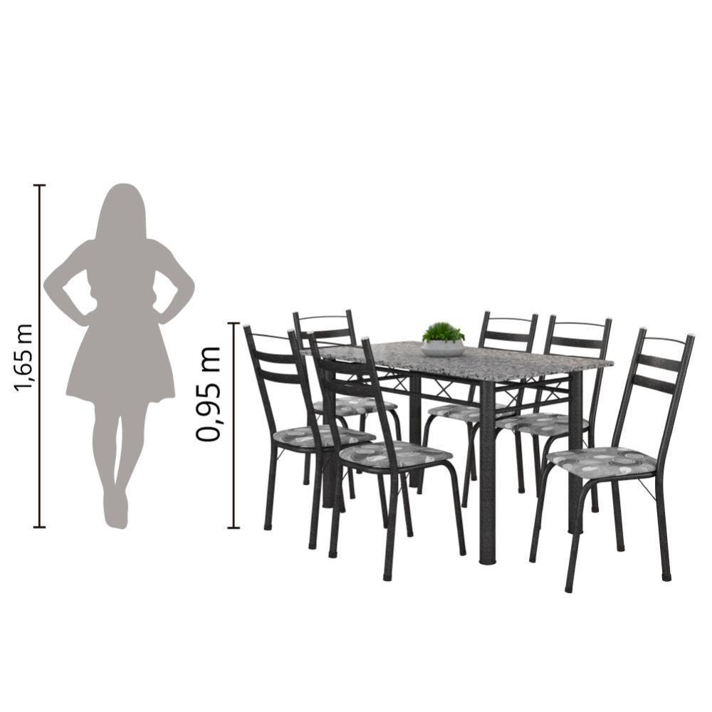 Conj De Mesa Itália Com 6 Cadeiras 1,40m Granito/Dark - 3