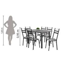 Conj De Mesa Itália Com 6 Cadeiras 1,40m Granito/Dark - 3