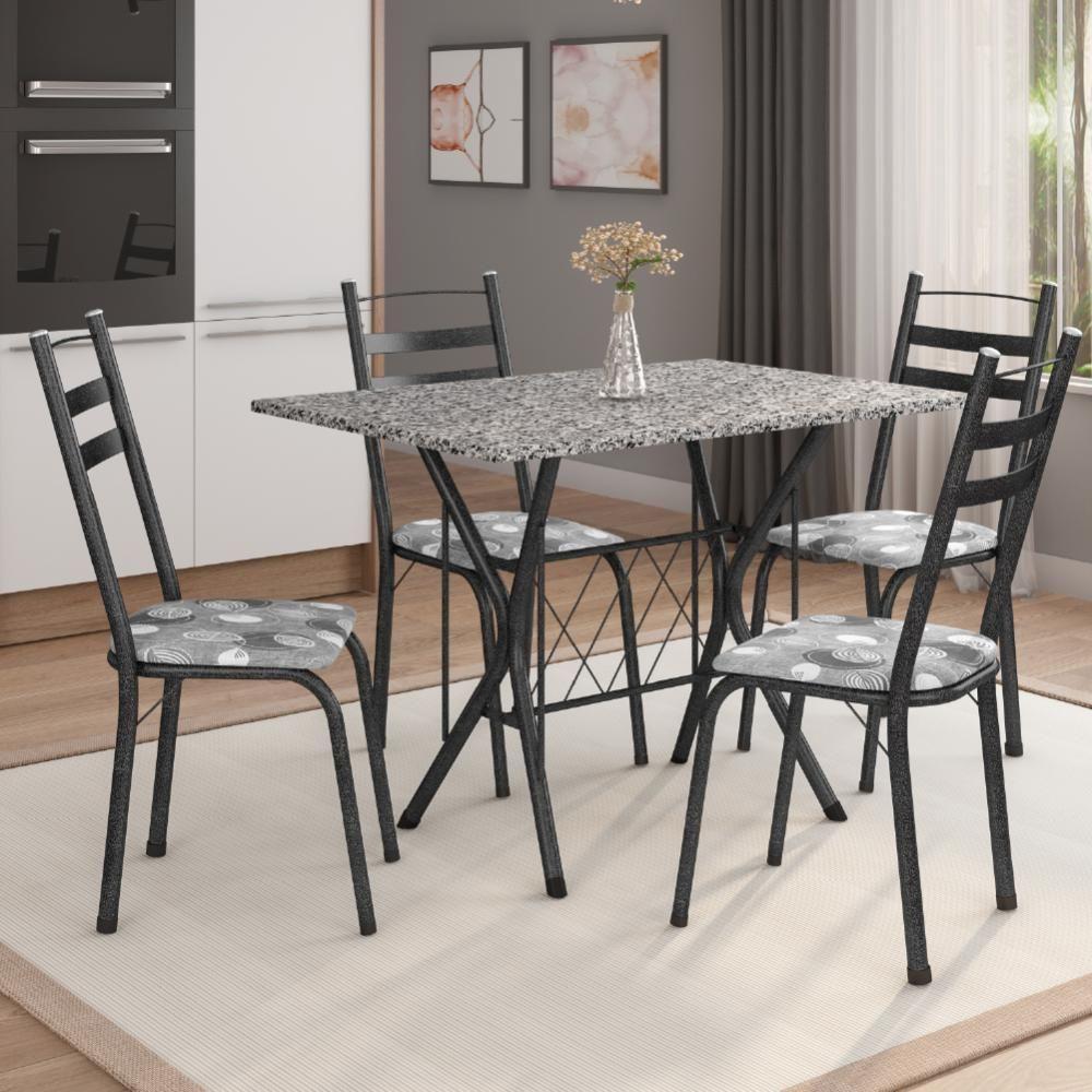 Conj De Mesa Itália Com 4 Cadeiras 1,20m Dark/ Granitado - 1