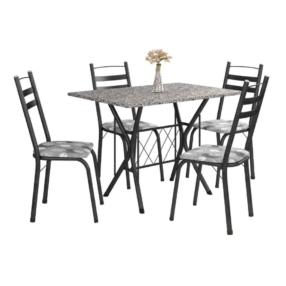 Conj De Mesa Itália Com 4 Cadeiras 1,20m Dark/ Granitado - 6