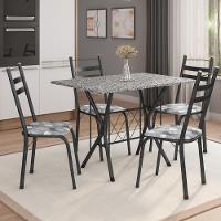 Conj De Mesa Itália Com 4 Cadeiras 1,20m Dark/ Granitado - 1
