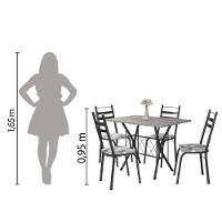 Conj De Mesa Itália Com 4 Cadeiras 1,20m Dark/ Granitado - 2