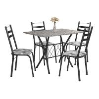 Conj De Mesa Itália Com 4 Cadeiras 1,20m Dark/ Granitado - 7