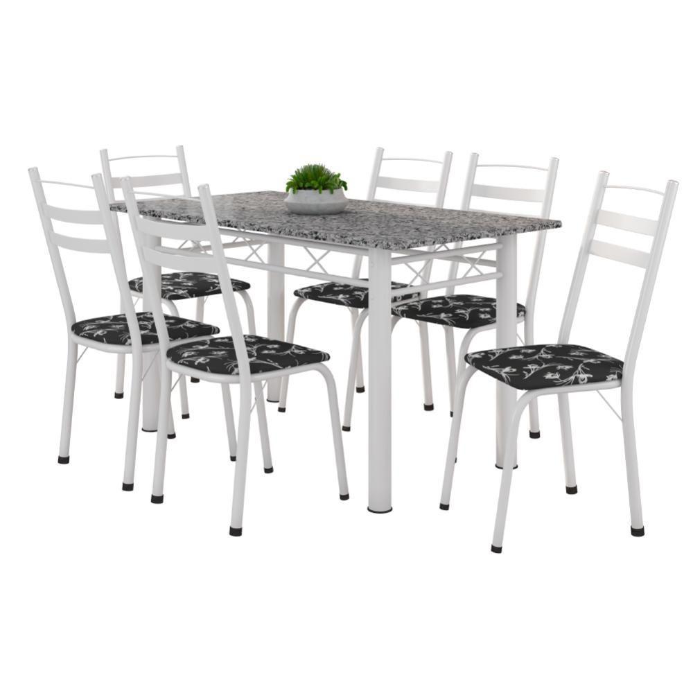 Conjunto de Mesa Itália com 6 Cadeiras 1,40m Artefamol Granito-Branco - 1