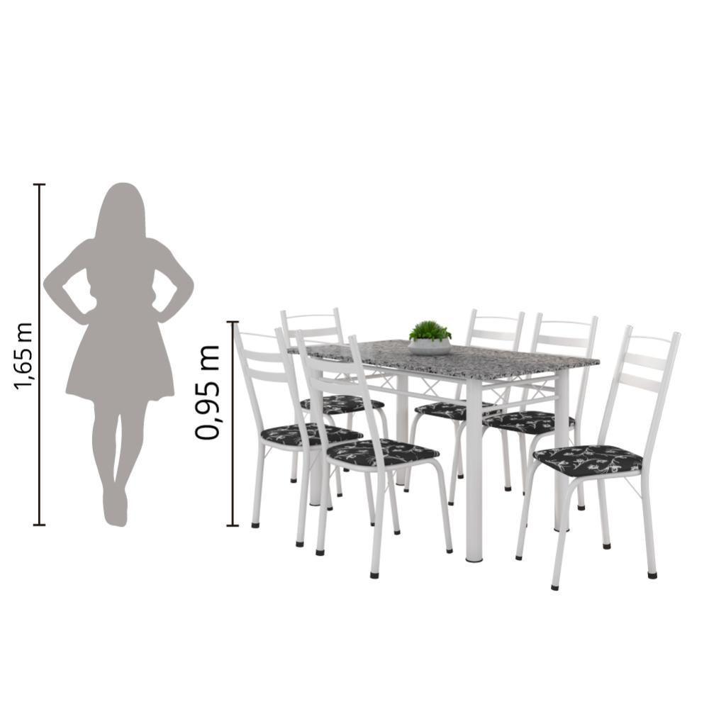 Conjunto de Mesa Itália com 6 Cadeiras 1,40m Artefamol Granito-Branco - 3