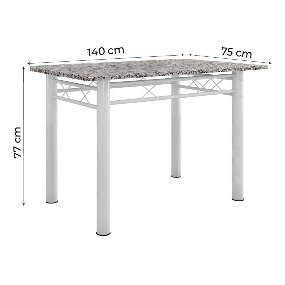 Conjunto de Mesa Itália com 6 Cadeiras 1,40m Artefamol Granito-Branco - 6