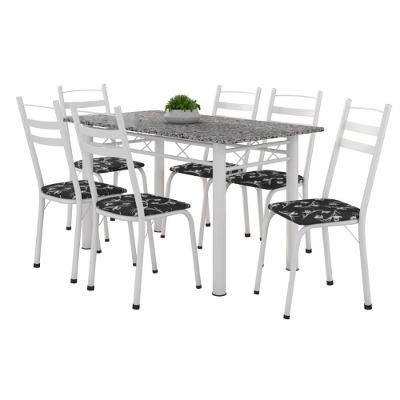 Conjunto de Mesa Itália com 6 Cadeiras 1,40m Artefamol Granito-Branco