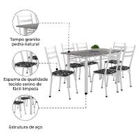 Conjunto de Mesa Itália com 6 Cadeiras 1,40m Artefamol Granito-Branco