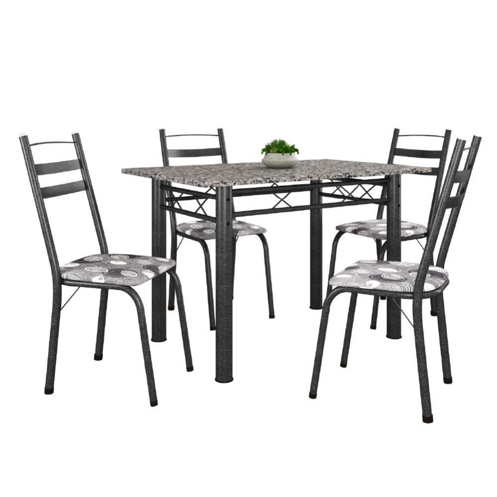 Conj De Mesa Itália Com 4 Cadeiras 1,20m Dark/Granito - 1