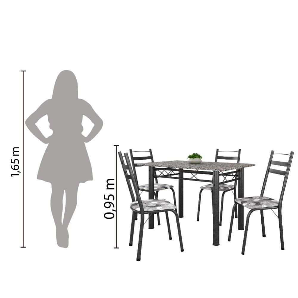 Conj De Mesa Itália Com 4 Cadeiras 1,20m Dark/Granito - 2