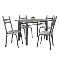 Conj De Mesa Itália Com 4 Cadeiras 1,20m Dark/Granito - 1