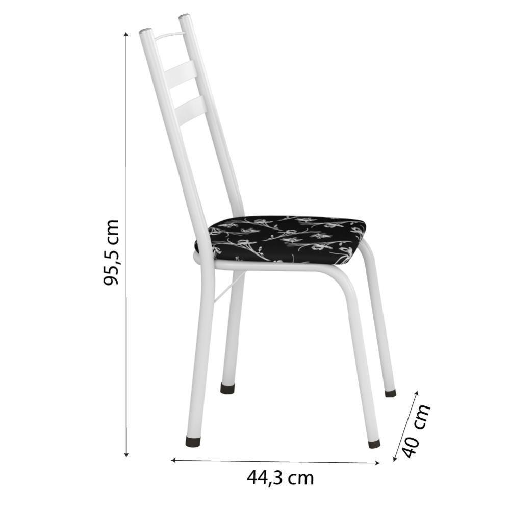 Conj Mesa Com 4 Cadeiras 1,20m Branco/Granitado/Floral Preto - 4