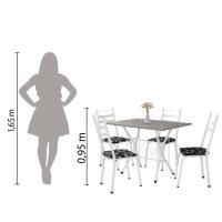Conj Mesa Com 4 Cadeiras 1,20m Branco/Granitado/Floral Preto - 2