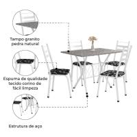 Conj Mesa Com 4 Cadeiras 1,20m Branco/Granitado/Floral Preto - 3