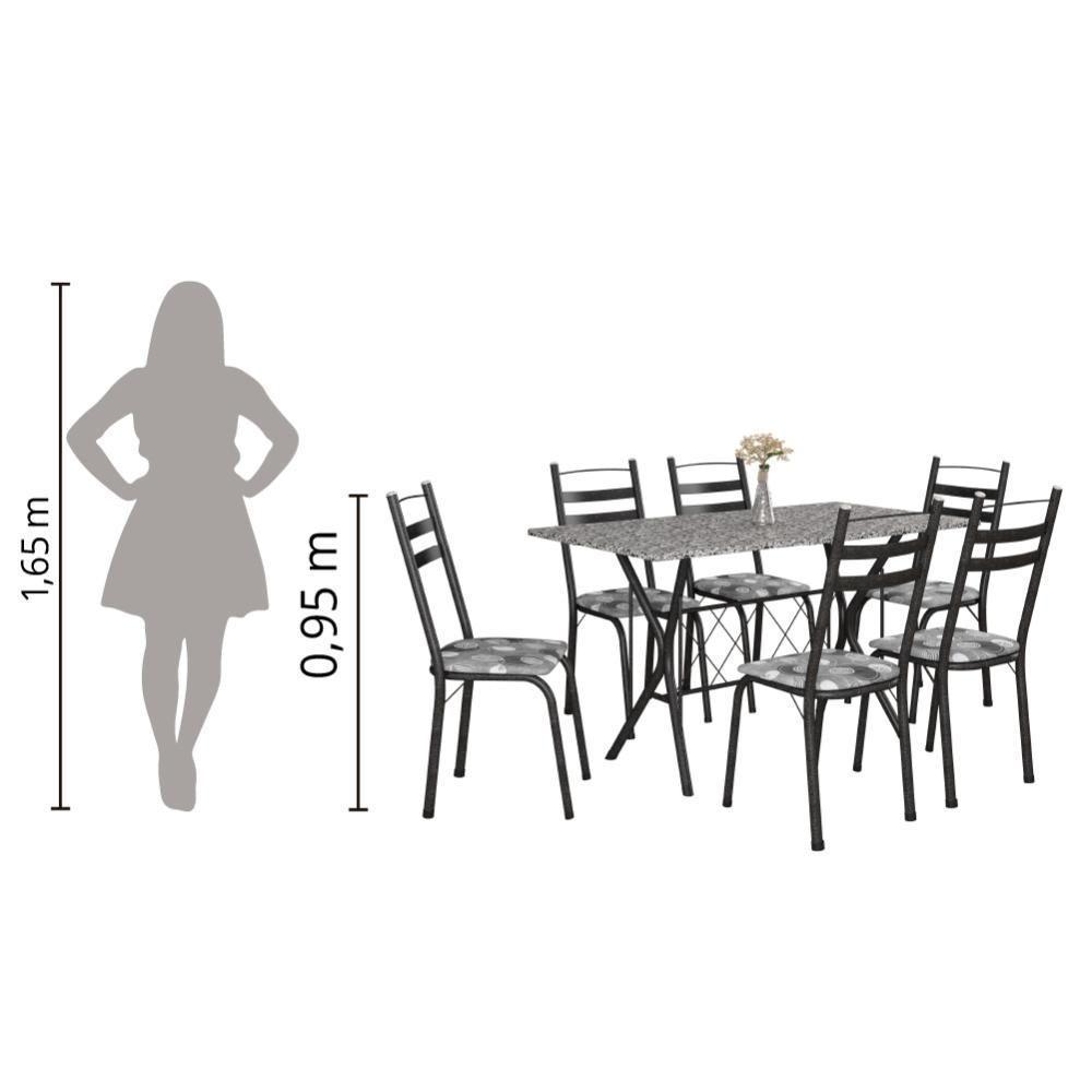 Conjunto De Mesa Itália New Com 6 Cadeiras 1,40m Artefamol Granito / Dark Craquelado - 3