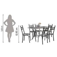 Conjunto De Mesa Itália New Com 6 Cadeiras 1,40m Artefamol Granito / Dark Craquelado - 3