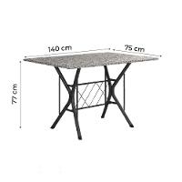 Conjunto De Mesa Itália New Com 6 Cadeiras 1,40m Artefamol Granito / Dark Craquelado - 6