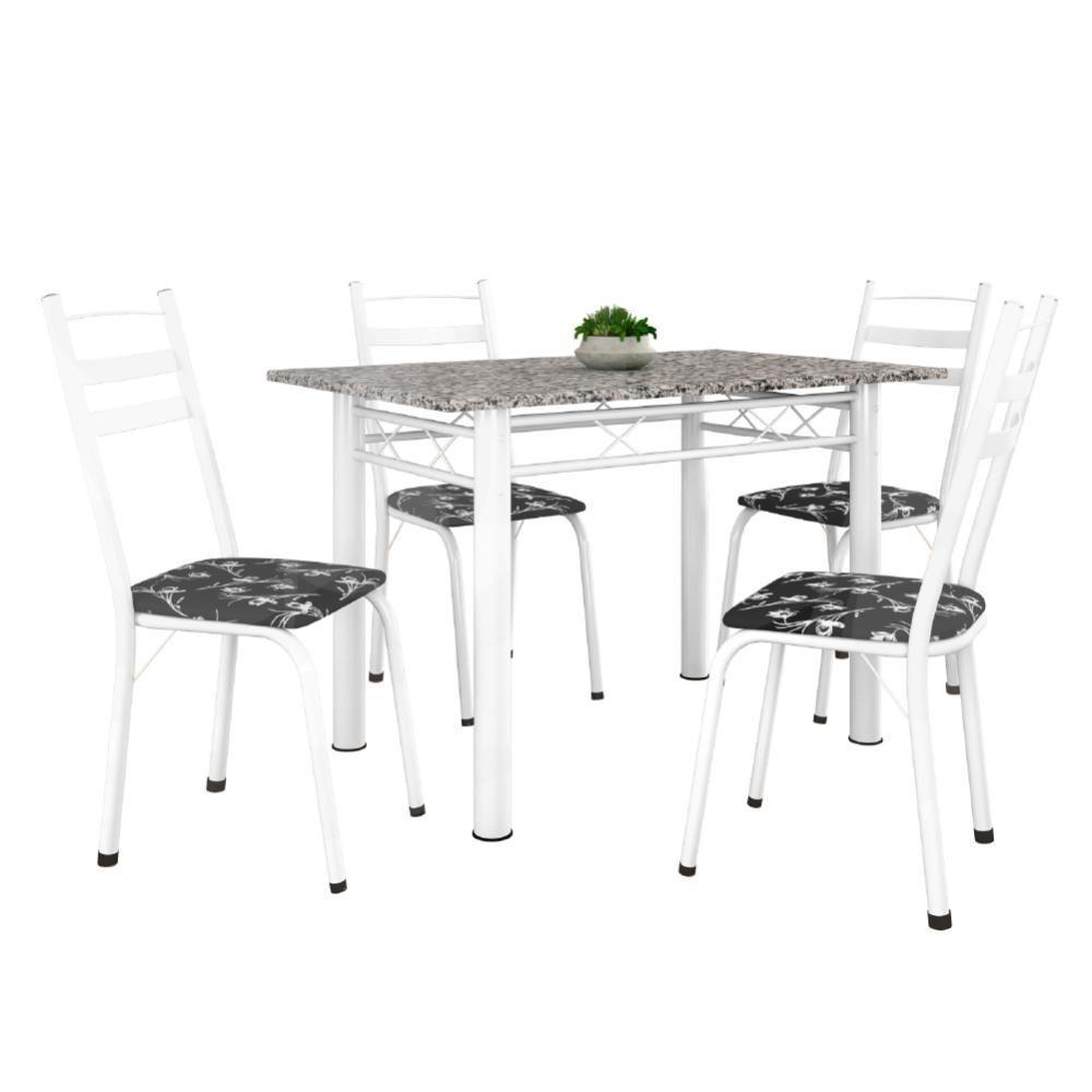 Conj De Mesa Com 4 Cadeiras 1,20m Branco/Granito Branco - 1
