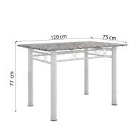 Conj De Mesa Com 4 Cadeiras 1,20m Branco/Granito Branco - 5
