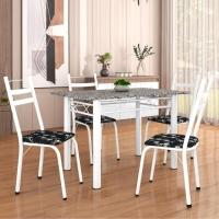 Conj De Mesa Com 4 Cadeiras 1,20m Branco/Granito Branco - 6