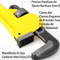 Chave Grifo Tubo 10 Polegadas Hidraulica Lavatorio Mordente Aco Profissional Encanamento Canos - 6