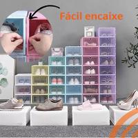 Kit 6 Caixa Sapateira Empilhavel Organizador Dobravel Guarda Roupa Sapatos Tenis Box Quarto Closet Laranja - 2