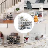 Kit 6 Caixa Sapateira Empilhavel Organizador Dobravel Guarda Roupa Sapatos Tenis Box Quarto Closet Laranja