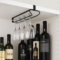 Organizador Taças Copos Suporte Suspenso Encaixe Prateleira Bar Cozinha Adega Preto - 3