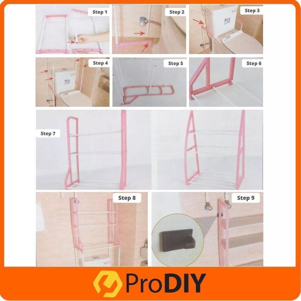 Estante Organizador Lavanderia Maquina Lavar 3 Prateleiras Rack Multiuso Banheiro Brinquedos Rosa - 4