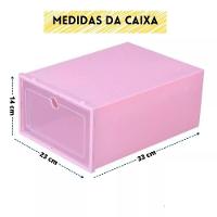 Kit 6 Caixa Sapateira Empilhavel Organizador Dobravel Guarda Roupa Sapatos Tenis Box Quarto Closet Azul - 9