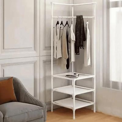Sapateira Rack Canto Cabides Roupas Portatil Armario Organizador Dobravel Arara Branco