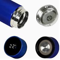 Garrafa Termica Com Display Digital Copo Inox 480ml Termometro Medidor Temperatura Gelada Azul - 5