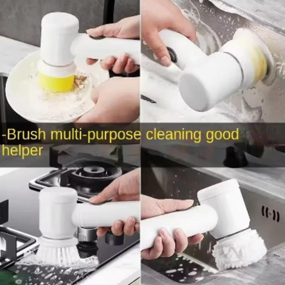 Escova Limpeza Eletrica Lava Loucas Banheiro Azulejos 5 Em 1 Mop Carpete Sofa Sem Fio Multifuncional - 5