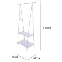 Guarda Roupa Suporte Organizador Cabideiro Portatil 2 Prateleiras Arara Carrinho Sapateira Branco - 7