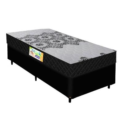 Cama Box Solteiro Duo Balance com Colchão Espuma D33 Lateral Preta Tampo Branco Gazin Colchões