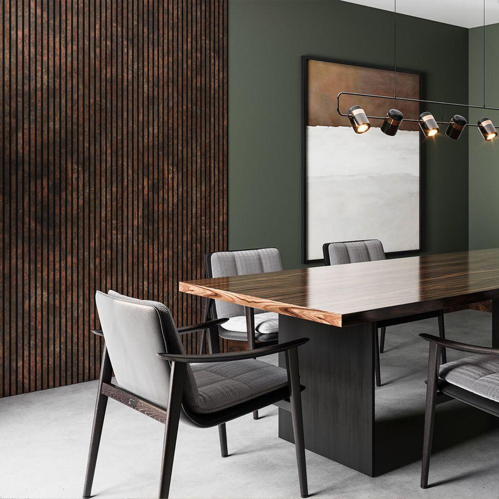 Painel Ripado De Eva Laminado Autocolante Flexível Rolo 10mt Linha Urban Corten Com Textura Amadeirado - 2