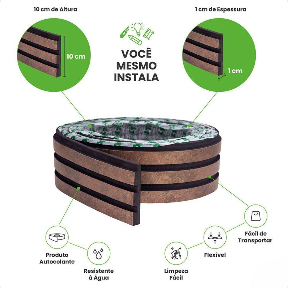 Painel Ripado De Eva Laminado Autocolante Flexível Rolo 10mt Linha Urban Corten Com Textura Amadeirado - 4