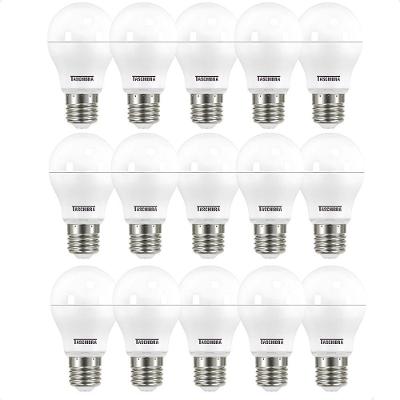 Kit 15 Lâmpadas Led Bolinha Tkl 4,9w Taschibra E27 Bivolt 3000k Quente