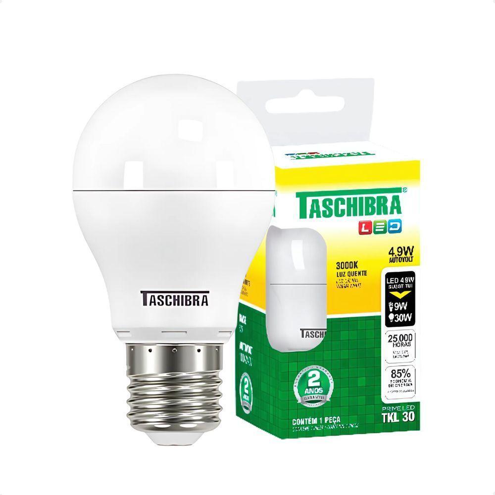 Kit 30 Lâmpadas Led Bolinha Tkl 4,9w Taschibra E27 Bivolt 3000k Quente - 1
