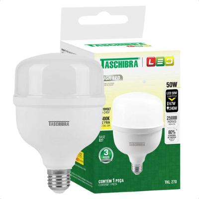 Kit 3 Lâmpadas High Led Tkl 50w Taschibra E27 Bivolt 3000k Quente