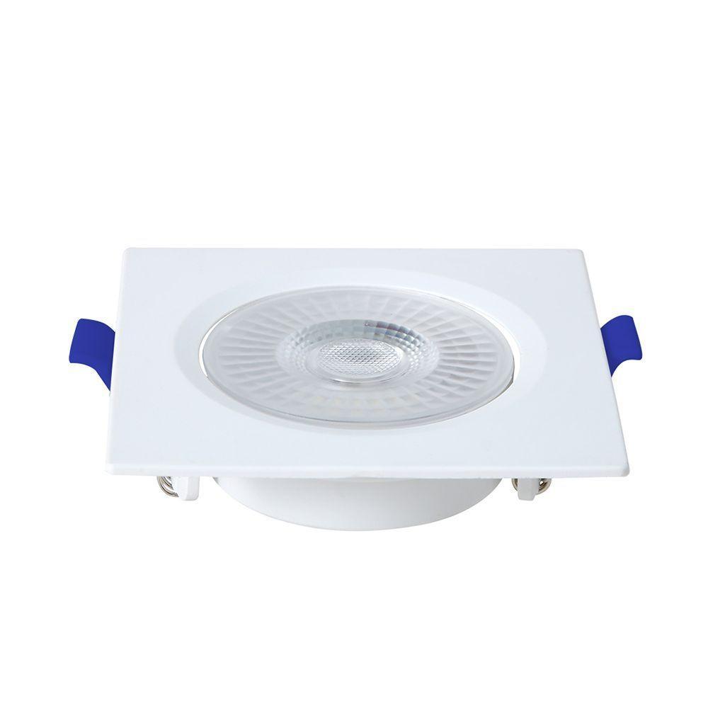 Kit 6 Spot De Led Embutir Slim Mr11 Quadrado 3w Bivolt 3000k Quente - 3