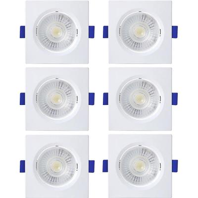 Kit 6 Spot De Led Embutir Slim Mr11 Quadrado 3w Bivolt 3000k Quente
