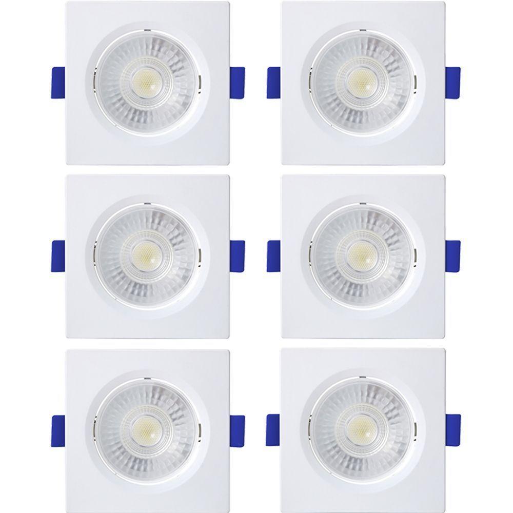 Kit 6 Spot De Led Embutir Slim Mr11 Quadrado 3w Bivolt 6500k Frio - 1